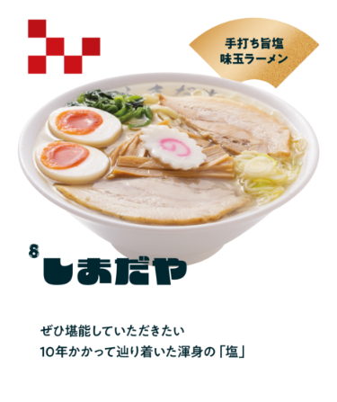 【しまだや】手打ち旨塩味玉ラーメン／ぜひ堪能していただきたい10年かかって辿り着いた渾身の「塩」